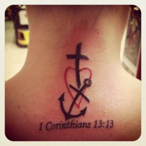 1 Corinthians 13 Tattoo - Cross, Heart, Anchor