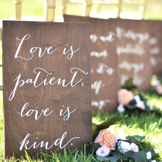 1 Corinthians 13 Signs, Love Never Fails Is Patient Signs, Aisle Wedding Verse Cor Signs
