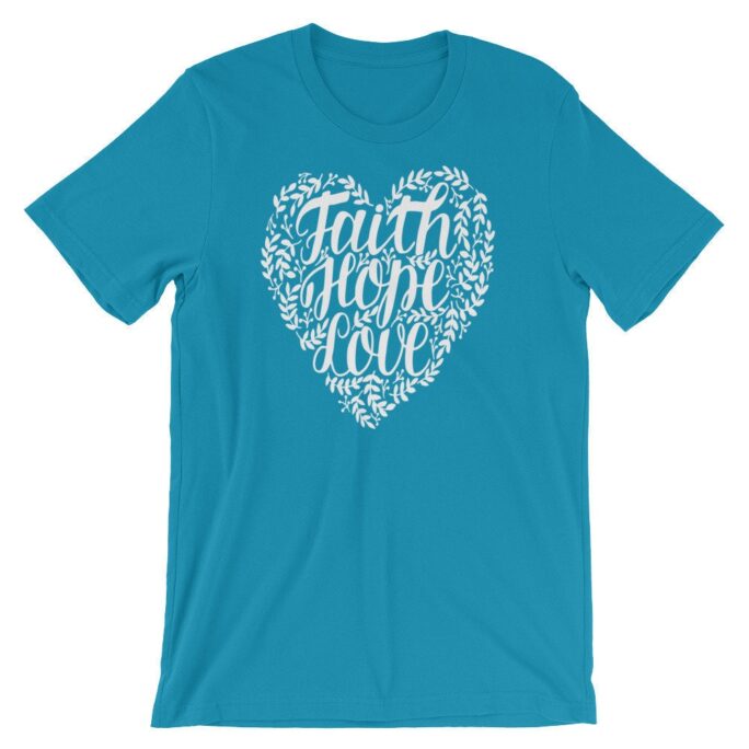 Faith Hope Love Christian Shirt Heart Short-Sleeve Unisex T-Shirt