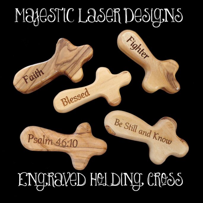 Custom, Personalized, Olive Wood Holding Cross From Holy Land [Comfort Cross, Prayer Pocket Wooden Palm Cross]