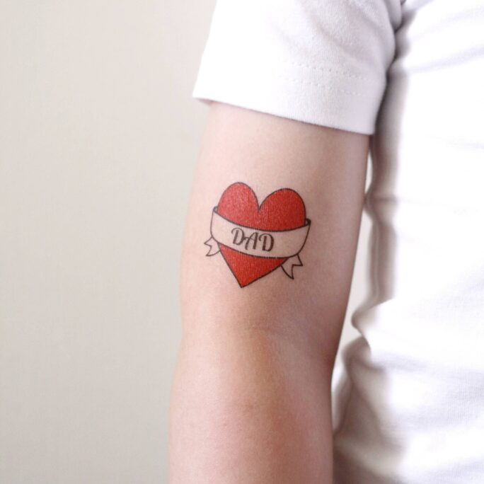 I Love Dad Temporary Tattoo/Heart Fathers Day Gift Idea Kids Photo Shoot Prop