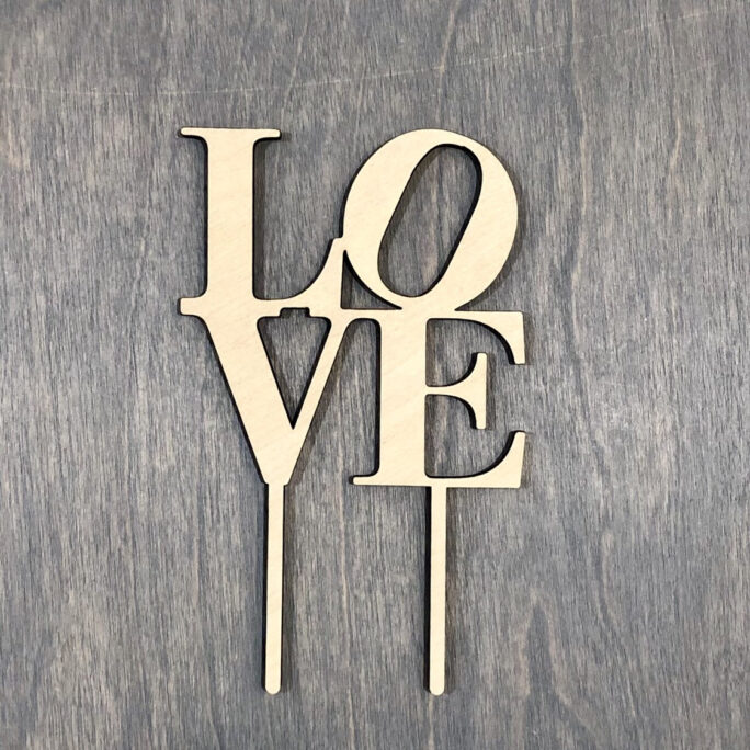 Love Cake Topper, 4" Inches Wide , Version 3 - Print Style