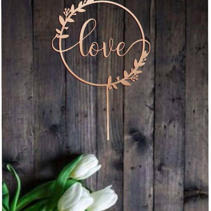 Love Cake Topper Engagement Topper Rustic Wedding Bridal Shower Valentines Day Bachelorette Gold Silver Rose Glitter