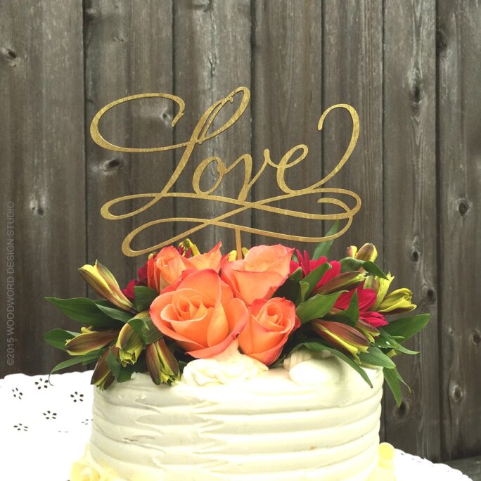 Love Cake Topper - Wedding Reception Handlettered Wood Signage
