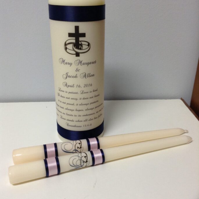 Love Is Patient With Cross & Rings Unity Candle Set