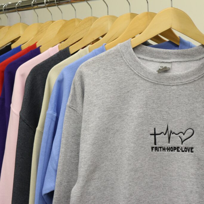 Faith Hope Love Sweatshirt, Embroidered Hoodie, Religious Shirt, Cross, Christian Crewneck Sweatshirt