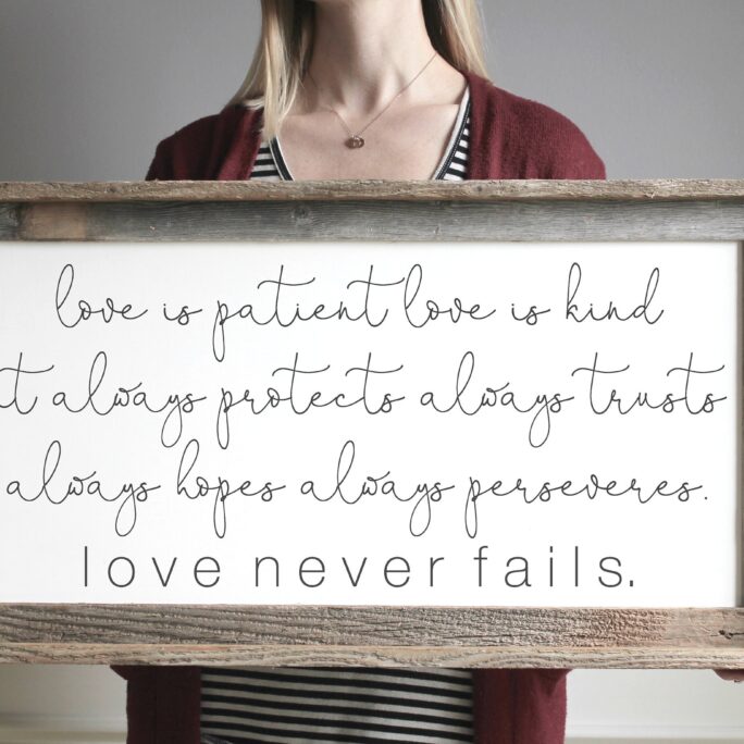 1 Corinthians 13 Sign | Love Is Patient Kind Wood Above Bed Decor Scripture Wall Rustic Wedding Gift