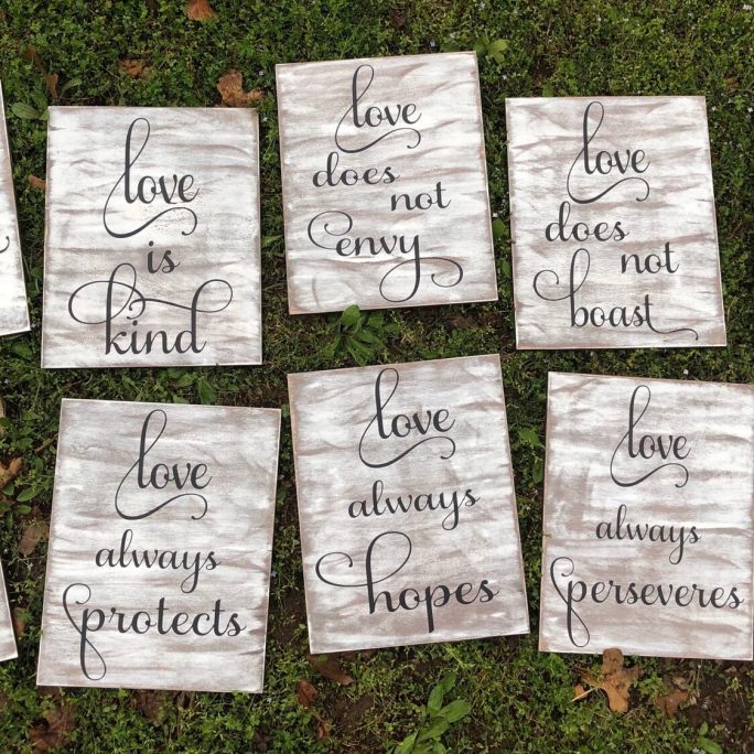 1 Corinthians Wedding Aisle Signs | 13 Bible Verse Love Is Patient Kind Wall Decor