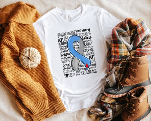 Diabetes Awareness Month Shirt, Blue Ribbon Peace Love Cure Warrior Christmas Gifts