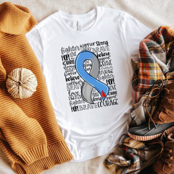 Diabetes Awareness Month Shirt, Blue Ribbon Peace Love Cure Warrior Christmas Gifts