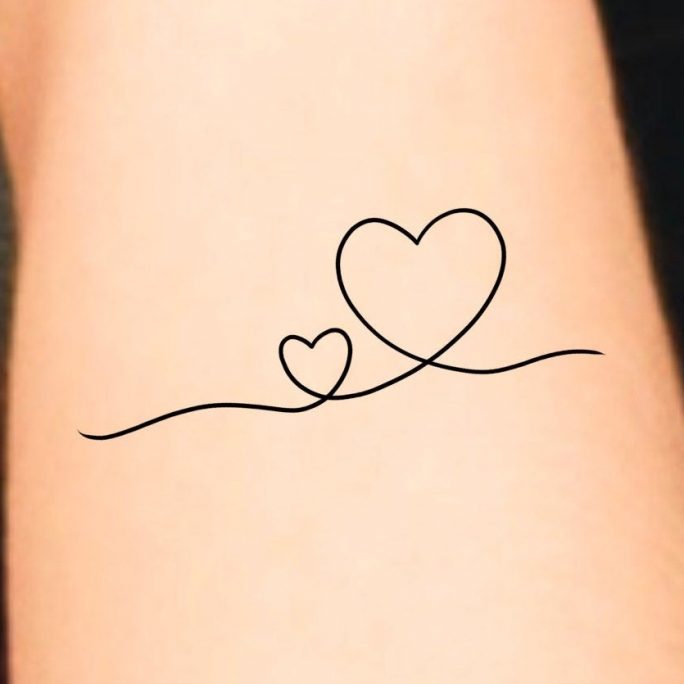 Hearts Line Temporary Tattoo/Love Tattoo Friendship Mother Daughter
