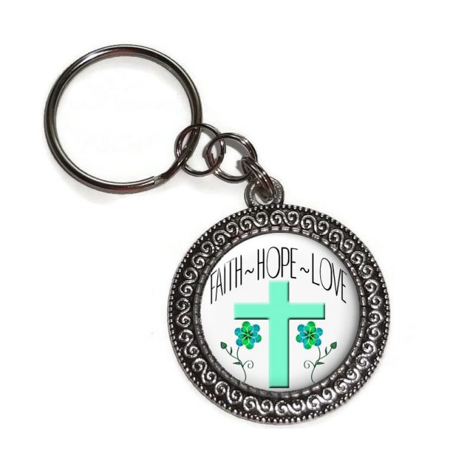 Key Chain, Faith, Hope, Love, Christian, Cross, Zipper Pull, Purse, Handbag, Charm, Religious, Ring, Inspirational, Gift, Under 5