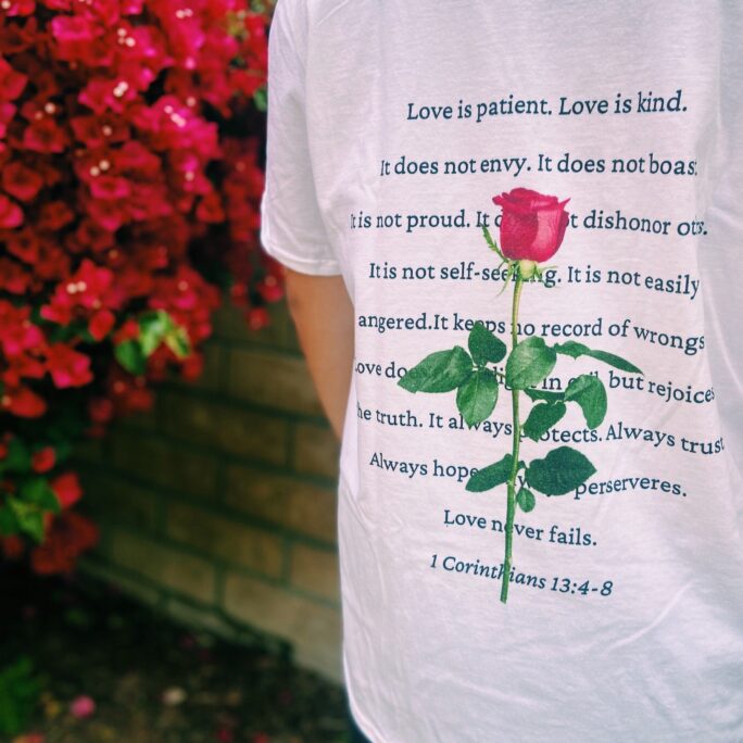 Rose Love Never Fails 1 Corinthians 134-8 Unisex Aesthetic Soft T-Shirt, Christian Apparel, Streetwear Bible Verse Tee, Tee