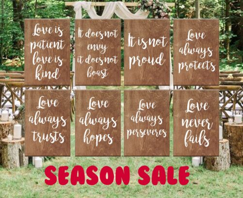 Sale Wedding Wooden Signs, 1 Corinthians 13, Love Is Patient Love Is Kind, Set Of 8 10 12 Rustic Decor