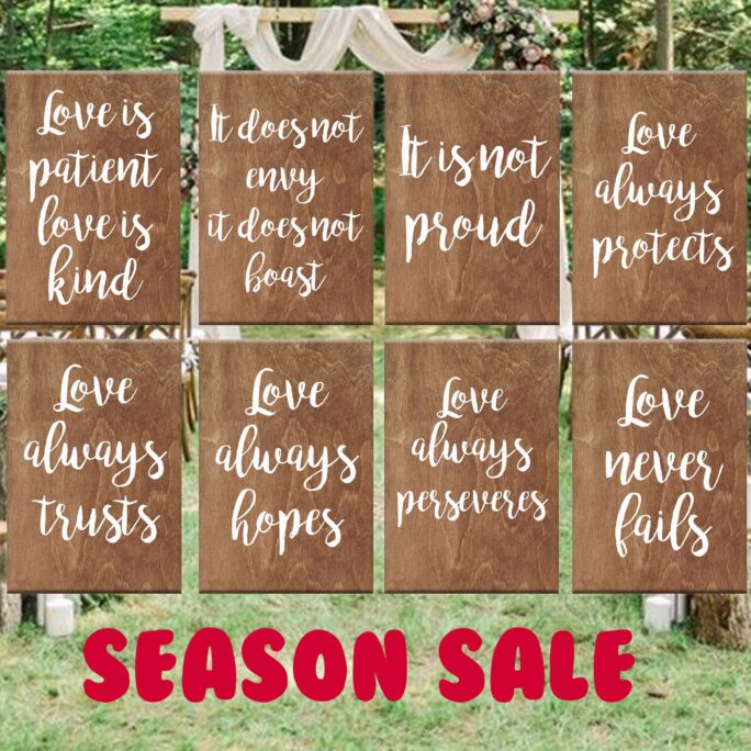 Sale Wedding Wooden Signs, 1 Corinthians 13, Love Is Patient Love Is Kind, Set Of 8 10 12 Rustic Decor