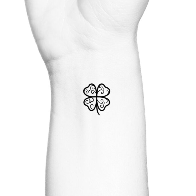 Four Leaf Swirls Clover Temporary Tattoo/Luck Of The Irish Temp Religious Faith Hope Love Success