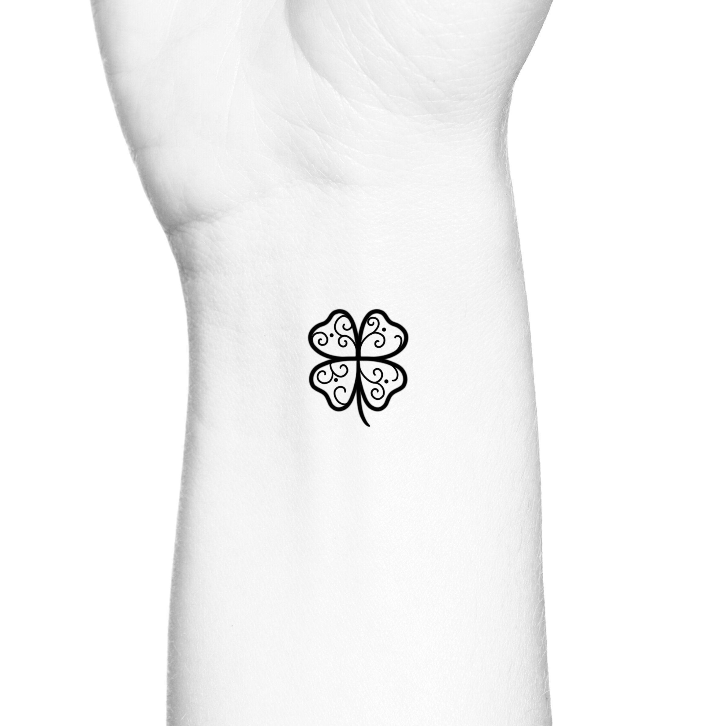 Four Leaf Swirls Clover Temporary Tattoo/Luck Of The Irish Temp Religious Faith Hope Love Success - 1 13 4ever