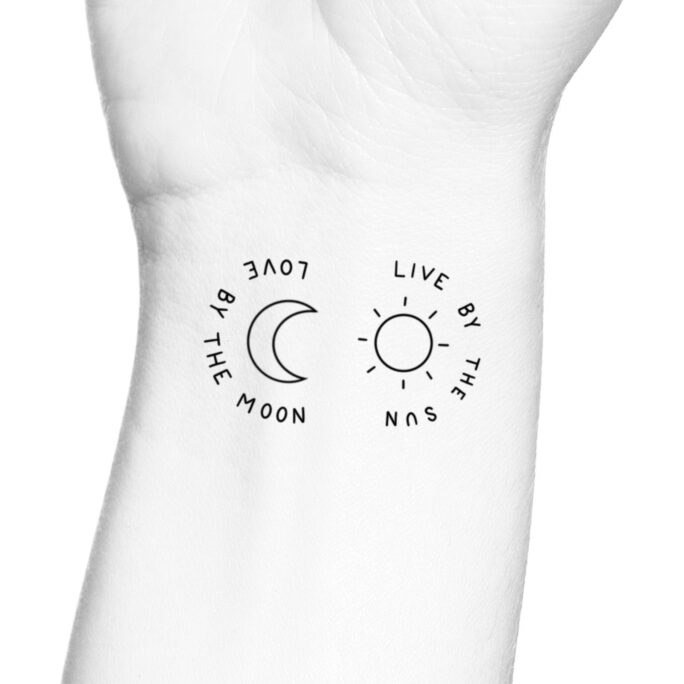 Sun Moon Matching Temporary Tattoo/Live By The Love Friendship Couples Best Friend Sister Sibling