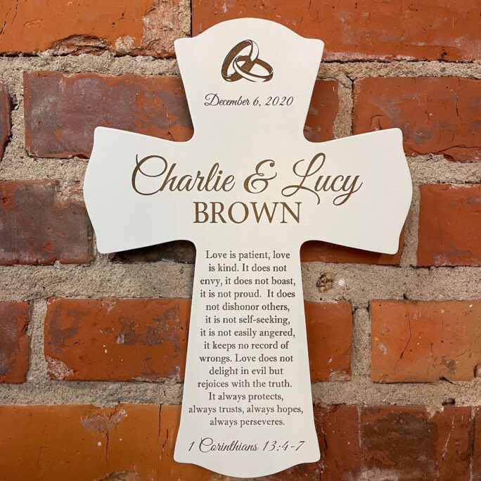 1 Corinthians 134-7, Love Is Patient, Personalized Wedding Cross, Christian Gift, Anniversary Custom Cross