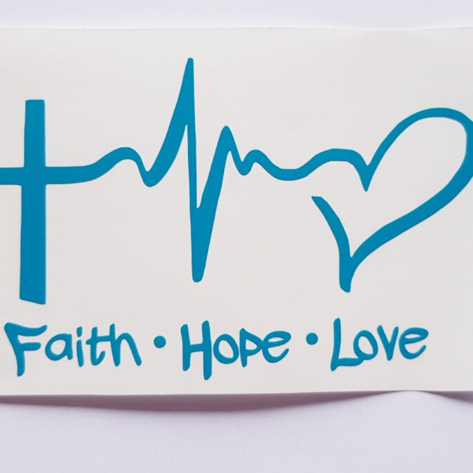 Faith Hope Love Decal, Heartbeat Decal