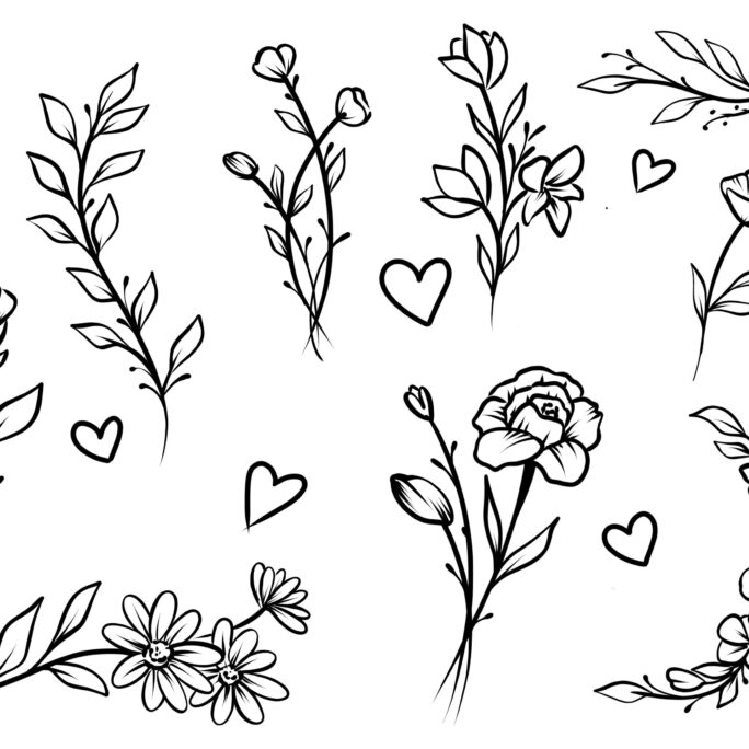Floral Love Multipack Temporary Tattoo/Wildflowers Tattoo Heart Tattoos