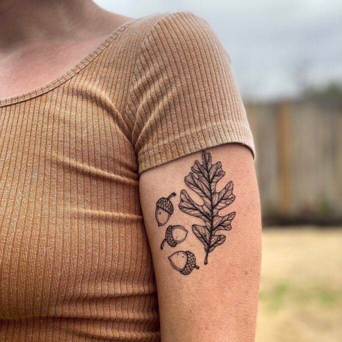Acorn & Oak Leaves Temporary Tattoo, Nature Lover Gift, Stocking Stuffers & Party Favors