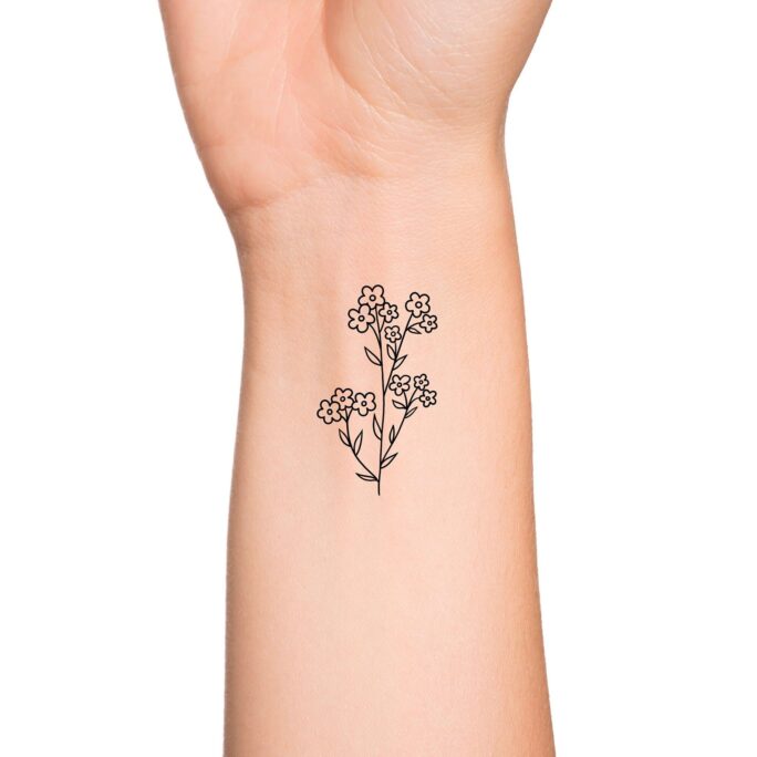 Wildflower Daisy Outline Temporary Tattoo/Small Daisies Floral Wrist Feminine Self Love & Growth Forearm