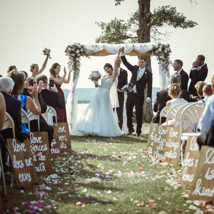 Aisle Signs, Custom Wood Wedding Ceremony Outdoor Decor, Signage, Corinthians Love Is Patient