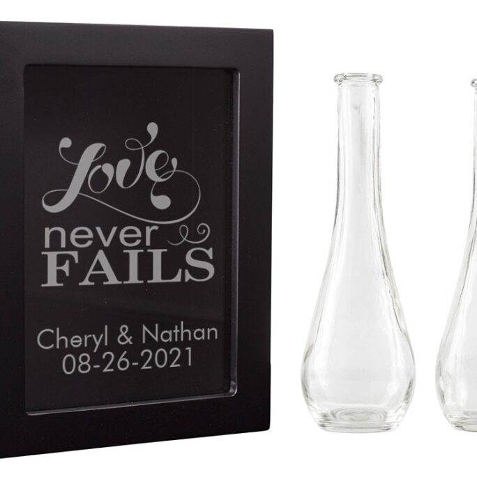 Personalized Engraved Unity Sand Ceremony Shadow Box Set | 30 Designs ++ With Pouring Flutes + Wedding Accessory