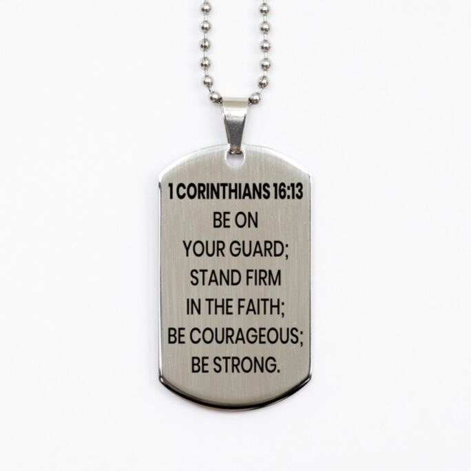 1 Corinthians 1613 Necklace, Bible Verse Christian Christian, Dad Gift, Stainless Steel Dog Tag Gift For