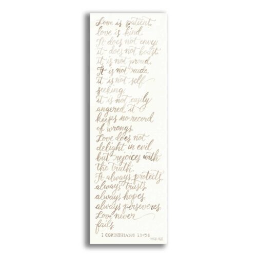 Acrylic Glass Wall Art "Handwritten Love Is Patient' By Cindy Jacobs