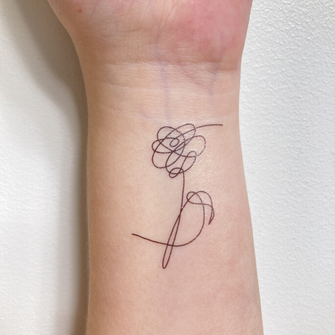 Bts Temporary Tattoo | Love Yourself Her Concert Tattoos Rose Stem Flower Line Art