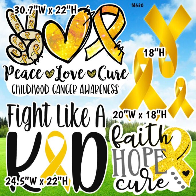 Cancer Awareness, Yellow, Childhood, Child Fight Cancer, Never Give Up, Faith, Hope, Love, Yard Cards | M630Hs