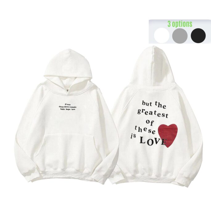 Faith Hope Love Hoodies | Unisex High Quality Printed Oversized Hoodie, 100% Cotton 3 Different Color Option, Motivational Hoodie