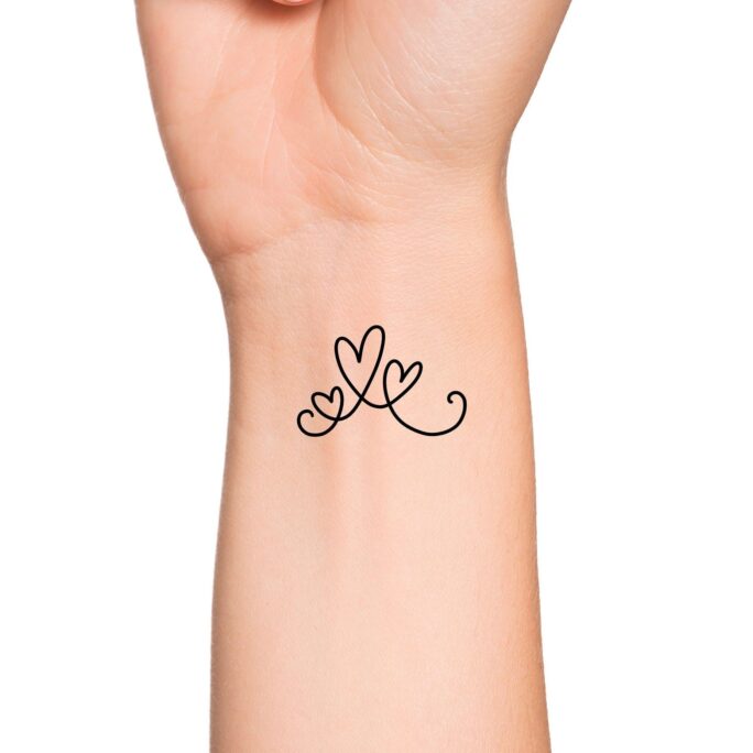 Motherhood 3 Hearts Outline Temporary Tattoo/Cute Wrist Mother Daughter Feminine Son Family Love Temp