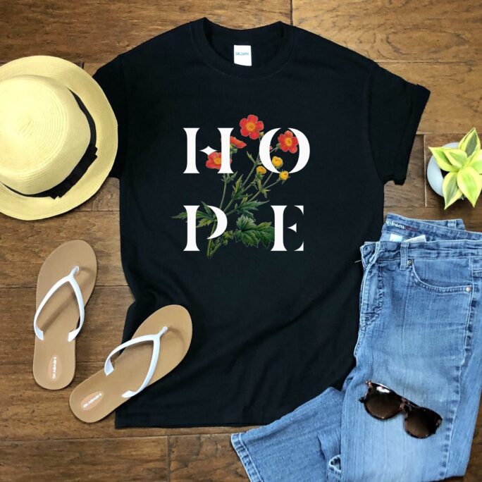 Womens Christian Shirt, Hope Vintage Floral Flower Hope T-Shirt, Clothing, Gift For Her