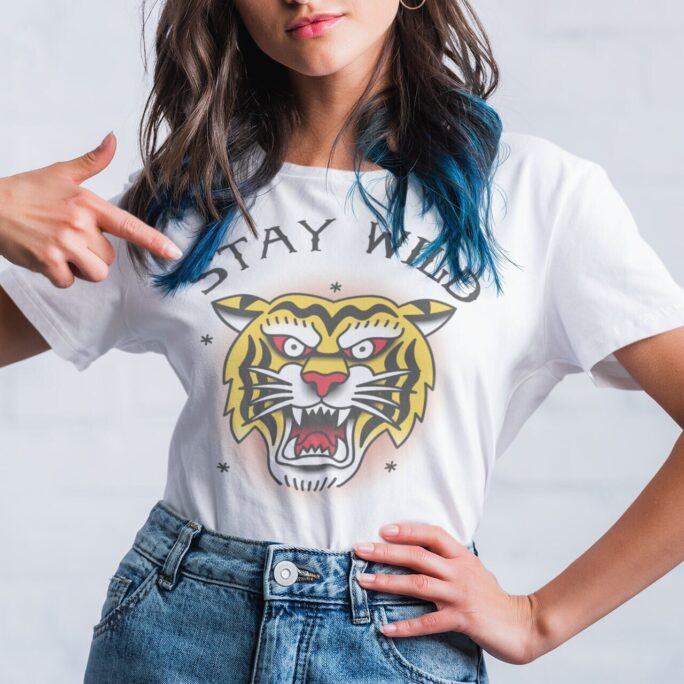 stay Wild Tattoo Tee, Vintage American Traditional T Shirt, Eye Of The Tiger Gift For Ink Lover, Temporary Tattoo Graphic Tee