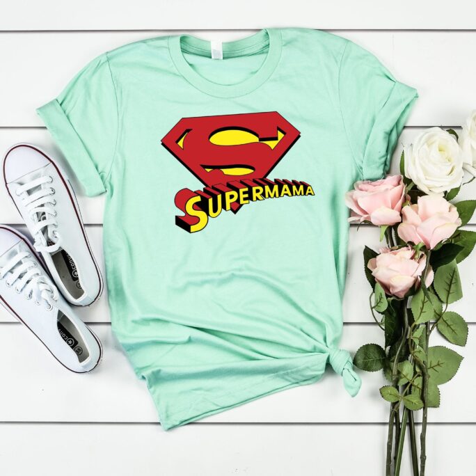 Super Mom Logo T-Shirt, Mama Tee, Funny Superhero Gift Shirt, Hero Birthday Shirt For Mom, Mother's Day Idea