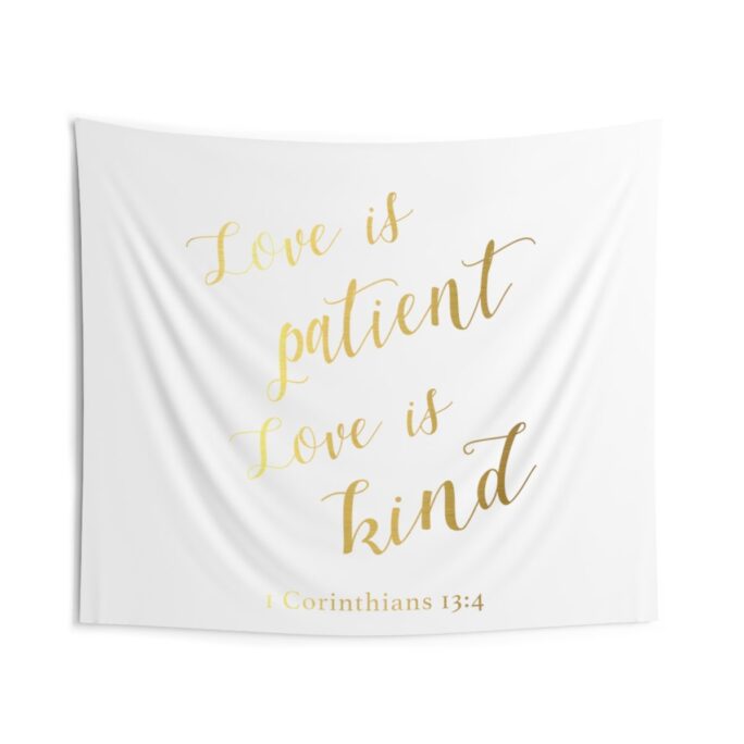 Love Is Patient Love Kind Cloth Backdrop Tapestry, Christian Wedding Decor, Church Decorations