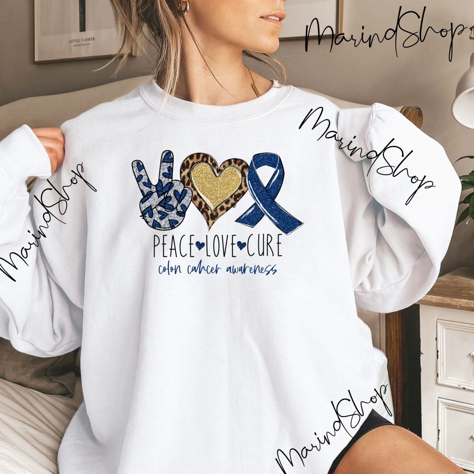 Peace Love Cure Colon Cancer Shirt, Warrior Awareness Month in March We ...
