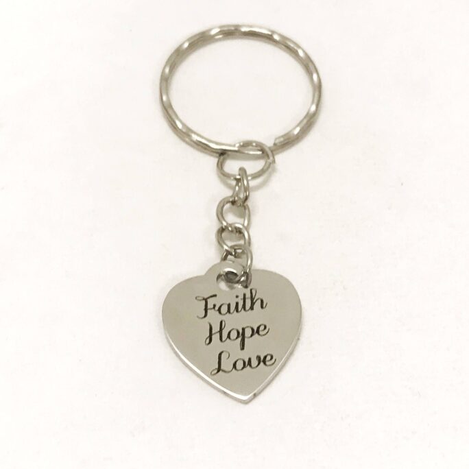 Love Gifts, Faith Hope Keychain, Christian 1 Cor 13 Valentine Key Ring Gift