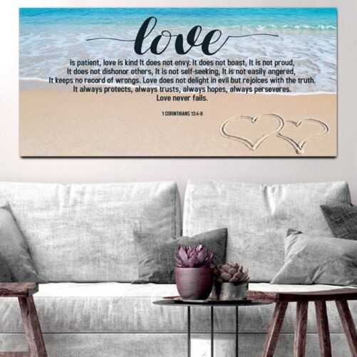 1 Corinthians 13 "Love Is Patient Love Kind' #26 Wall Art Canvas Hanging Decor Print Framed Bible Verse Scripture Christian Sign For Home