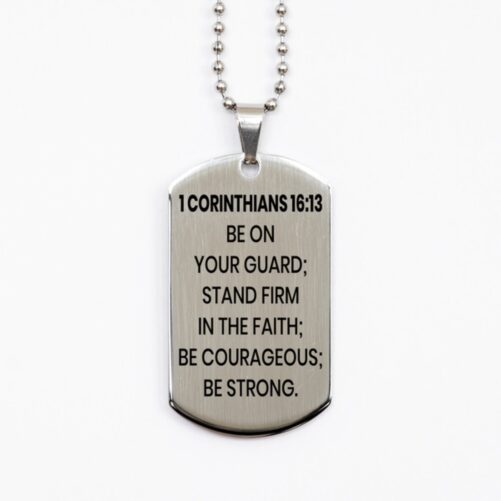 1 Corinthians 1613 Necklace, Bible Verse Christian Christian, Dad Gift, Stainless Steel Dog Tag Gift For