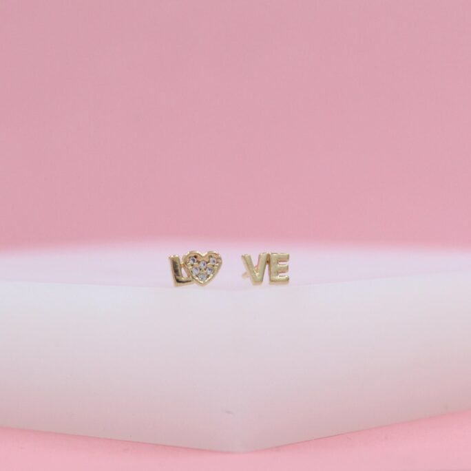 18K Gold Filled Love Earrings Studs For Wholesale Jewelry Findings Statement