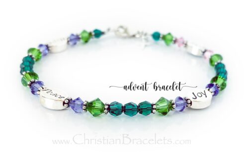 Advent Bracelet - Hope Peace Joy Love Or Calendar Necklace, .925 Sterling Silver & 4mm Swarovski Crystals