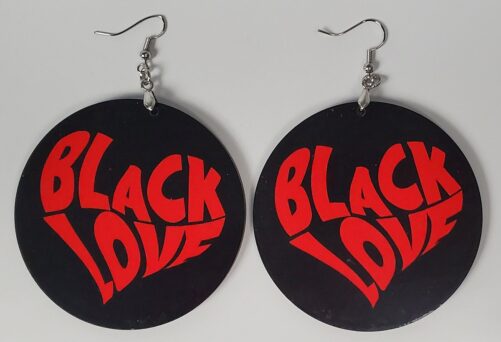 Black & Red I Love You Heart Earrings, 2.5" Diameter | Gift For Her