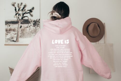 Christian Hoodie, Love Is, 1 Corinthians 13, Faith Based Apparel, Clothing, Valentines Day, Trendy Hoodie
