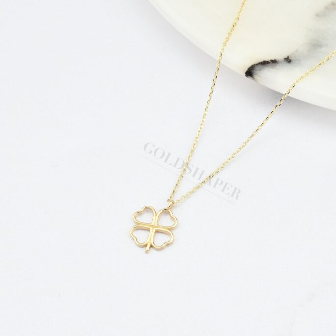 Clover Necklace, 14K Solid Gold Gift For Her. Valentine's Gift, Christmas Gift, Birthday Gift