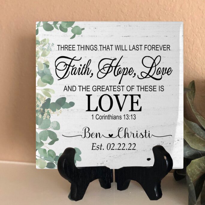 Faith Hope Love, Corinthians, Wedding Day Gift, Bride To Be Bridal Shower Gift For Couple, Engagement Party, Anniversary