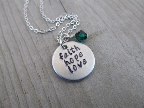 Faith Hope Love Inspiration Necklace - "Faith Hope Love" With An Accent Bead in Your Choice Of Colors - Jenn's Handmade Jewelry